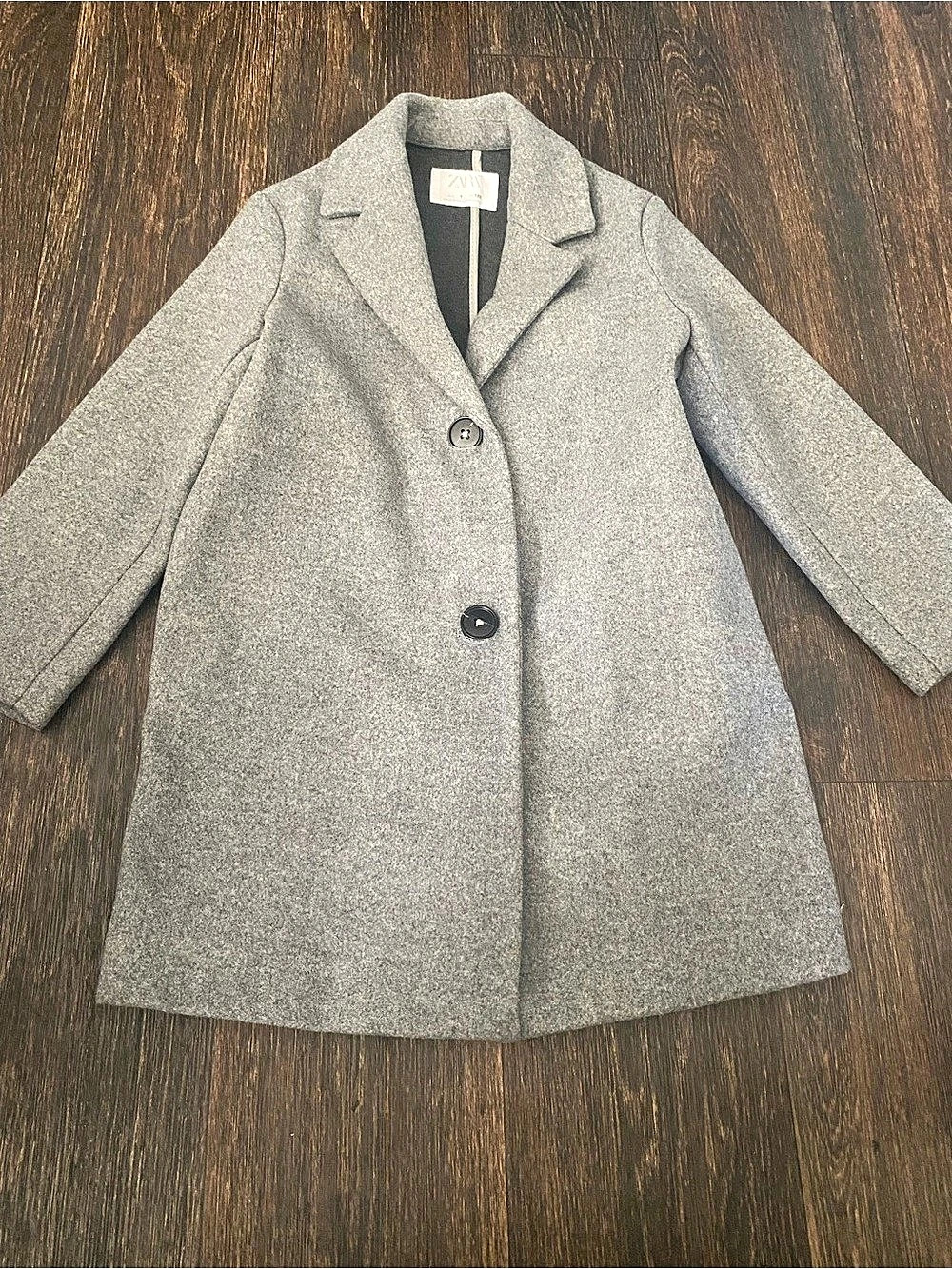 Zara Gray Wool-Style Pea Coat Size 7